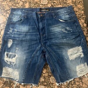 Blue Jean Distressed Shorts